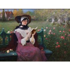 Woman Reading Painting Reproduction