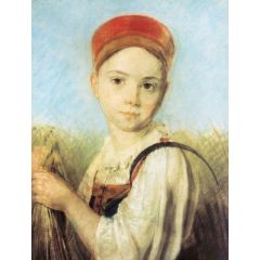 Peasant Girl with a Sickle Painting Reproduction