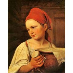 Peasant Girl with Milk Painting Reproduction