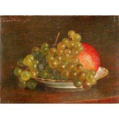Grapes and an Apple Painting Reproduction