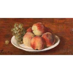 Peaches and Grapes Painting Reproduction