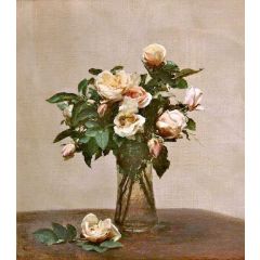 Roses in a Glass Vase Painting Reproduction