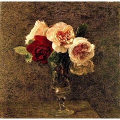 Still Life: Pink and red Roses Painting Reproduction