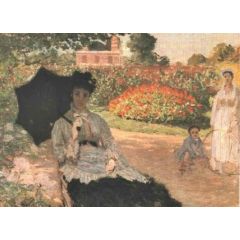 Camille in the Garden with Jean and His Nanny Painting Reproduction