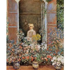 Camille Monet at the Window, Argenteuile Painting Reproduction