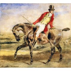 Gentleman on a Dark Brown Hunter Painting Reproduction