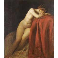 Nude with Red Drape Painting Reproduction