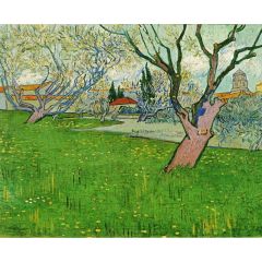 Orchard in Bloom with View of Arles Painting Reproduction