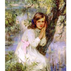 Echo, Girl Resting by a Tree Painting Reproduction