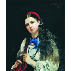 A Girl Braiding a Plait Painting Reproduction