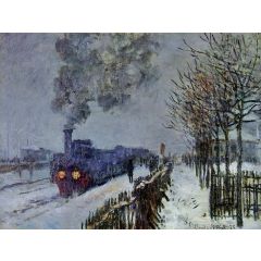 Train in the Snow, the Locomotive Painting Reproduction