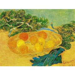Still Life with Oranges, Lemons and Blue Gloves Painting Reproduction