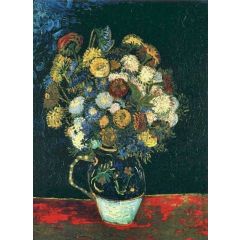 Vase with Zinneas Painting Reproduction