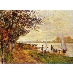 The Riverbank at Le Petit-Gennevilliers, Sunset Painting Reproduction