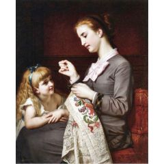 The Embroidery Lesson Painting Reproduction