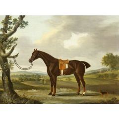 A Hunter with a Dog by a Tree Painting Reproduction