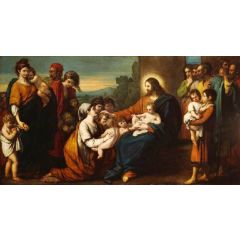 Christ Blessing Little Children Painting Reproduction