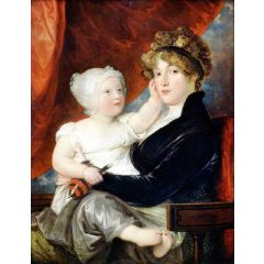 Mrs Benjamin West II with Her Son, Benjamin West III Painting Reproduction
