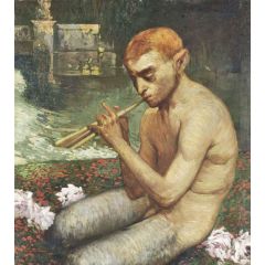 Pan playing a tune by the river Painting Reproduction