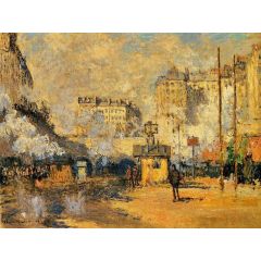 Exterior of Saint-Lazare Station, Sunlight Effect Painting Reproduction