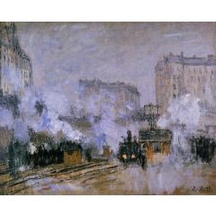 Exterior of the Saint-Lazare Station, Arrival of a Train Painting Reproduction