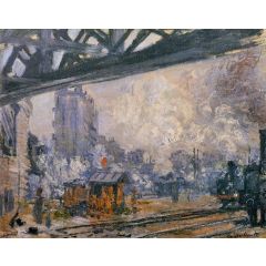 Exterior View of the Saint-Lazare Station Painting Reproduction