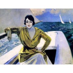 Mujer en la Barca Painting Reproduction