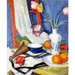 Still Life with Tulips and Oranges Painting Reproduction