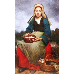A Young Girl Holding a Basket of Eggs Painting Reproduction