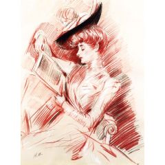 Madame Helleu Reading Painting Reproduction