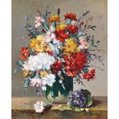 A Bouquet of Flowers and a Posy of Violets Painting Reproduction