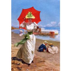 The Red Umbrella Painting Reproduction