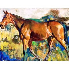 The Bay Horse, ’Patrick’, Bought in Dublin with Grey Mare Painting Reproduction