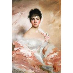 Woman in Pink Painting Reproduction