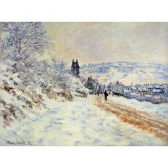 The Road to Vetheuil, Snow Effect Painting Reproduction