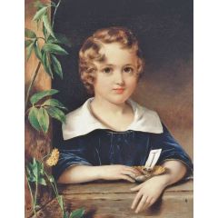 Little Boy in the Window, Nutshell with Sailing Boat Painting Reproduction