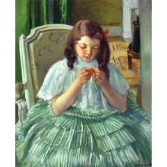 Fran?oise in Green, Sewing Painting Reproduction