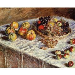 Still Life, Apples and Grapes Painting Reproduction