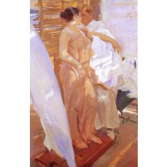 After the Bath, The Pink Robe Painting Reproduction
