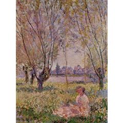 Woman Sitting under the Willows Painting Reproduction