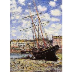 Boat at Low Tide at Fecamp Painting Reproduction
