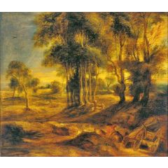 Landscape with the Carriage at the Sunset Painting Reproduction