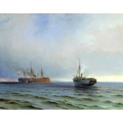 The capture of Turkish nave on Black sea Painting Reproduction