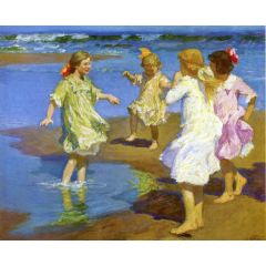 Girls at the Beach Painting Reproduction