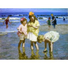Three Girls at the Seashore Painting Reproduction