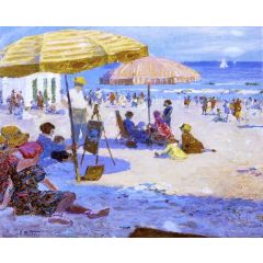 Umbrellas and the Sun Painting Reproduction