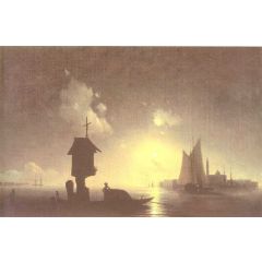 Sea view with chapel Painting Reproduction