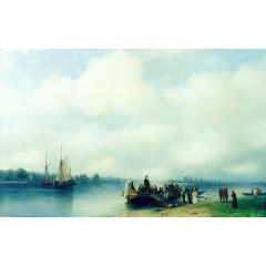 Arrival Peter the First on river Neva Painting Reproduction