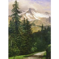 Landscape with Snow-Capped Mountains Painting Reproduction