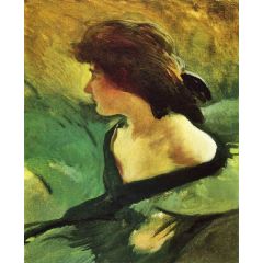 Young Girl in Green Dress Painting Reproduction
